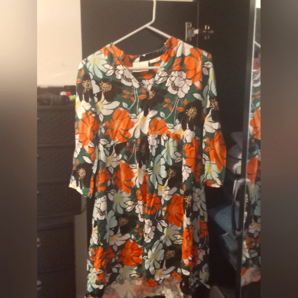 Small women's Mavie Anthropologie floral long sleeve knee length dress